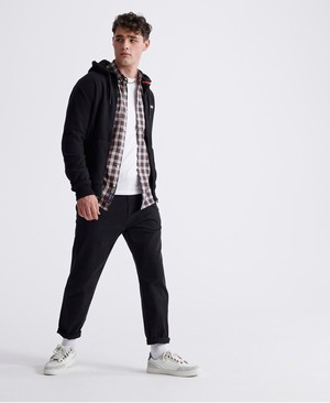 Superdry Collective Polar Fleece Cipzár Férfi Kapucnis Pulóver Fekete | QHKBV7408